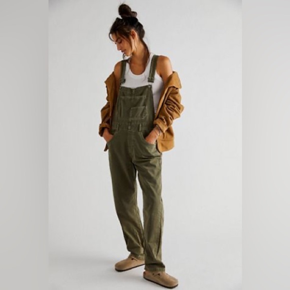 We The Free Khaki Jumpsuit with Button Details
